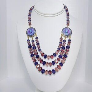 Kirks Folly Dream Angel Purple Crystal Beaded Bib Necklace (5992)